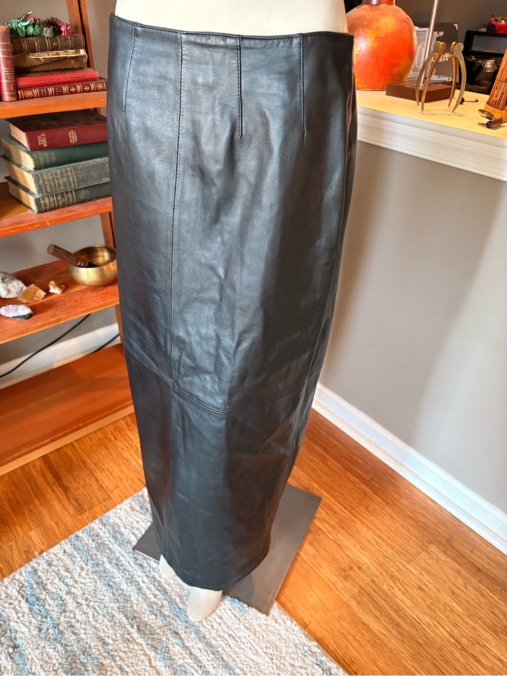 Vintage Jaclyn Smith Black Faux Leather Maxi Skirt